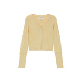 CUT OUT DETAILED KNIT CARDIGAN IN LIGHT YELLOW