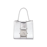 BOLSO MINI CUADRADO CON HEBILLA DE PIEL EN PLATA