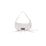 HALF SHIRRING RIBBON ROUND BAG IN IVORY