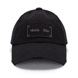 SQUARE LOGO CUTOUT BALL CAP IN BLACK