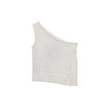 SIDE BUTTON ONE SHOULDER KNIT TOP IN IVORY