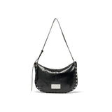 BOLSO HOBO DE PIEL CON TACHUELAS EN NEGRO