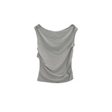 ONE SHOULDER DRAPERY TOP IN LIGHT KHAKI