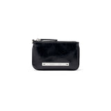 GLOSSY LEATHER COIN WALLET IN BLACK