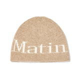 LOGO JACQUARD KNIT BEANIE IN BEIGE