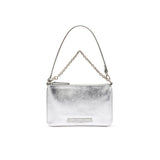 GLOSSY LEATHER MICRO BAG IN SILVER