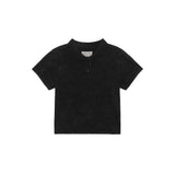 APPLIQUE WASHED PIQUE CROP TOP IN CHARCOAL