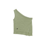 SIDE BUTTON ONE SHOULDER KNIT TOP IN LIGHT GREEN