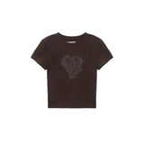 HEART GRAPHIC CROP TOP IN BROWN