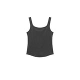 SQUARE NECK SLEEVELESS LOGO TOP IN CHARCOAL