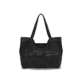 LOGO WASHED DENIM TOTE BAG IN BLACK