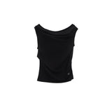 ONE SHOULDER DRAPERY TOP IN BLACK