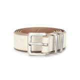 VINTAGE CRACK LEATHER BELT IN IVORY