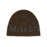 LOGO HEAVY KNIT BEANIE IN BROWN