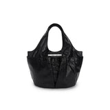 DOUBLE POCKET WRINKLE TOTE BAG IN BLACK