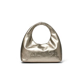 EMBOSSED LOGO LEATHER MINI TOTE BAG IN CHAMPAGNE