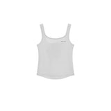 SQUARE NECK SLEEVELESS LOGO TOP IN WHITE