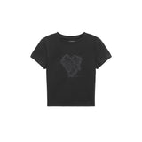 HEART GRAPHIC CROP TOP IN CHARCOAL