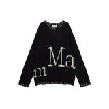 MATIN BIG LOGO STITCH KNIT PULLOVER IN BLACK