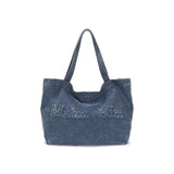 LOGO WASHED DENIM TOTE BAG IN BLUE