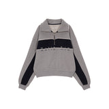 CUTTED LOGO HALF ZIP SWEATSHIRT IN GREY