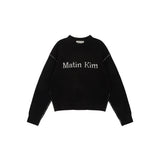 COLOR LINE POINT LOGO KNIT PULLOVER IN BLACK