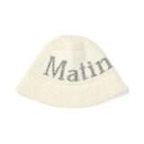 LOGO JACQUARD HEAVY KNIT BUCKET HAT IN IVORY