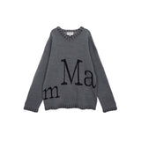 MATIN BIG LOGO STITCH KNIT PULLOVER IN GREY