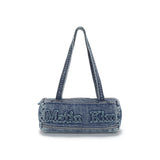 LOGO WASHED DENIM DUFFEL BAG IN BLUE