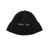 LOGO KNIT BUCKET HAT IN BLACK