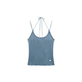 STRAP HALTER NECK KNIT TOP IN SKY