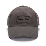 SQUARE LOGO CUTOUT BALL CAP IN CHARCOAL