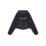 MATIN CROP HOODY COATING JUMPER IN NAVY