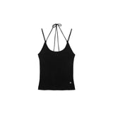 STRAP HALTER NECK KNIT TOP IN BLACK