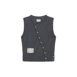 DIAGONAL BUTTON KNIT VEST IN GREY