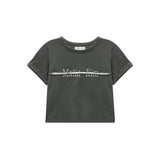 CUTTED LOGO CROP TOP IN CHARCOAL