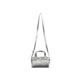 GLOSSY LOGO SPORTY MINI DUFFEL BAG IN SILVER